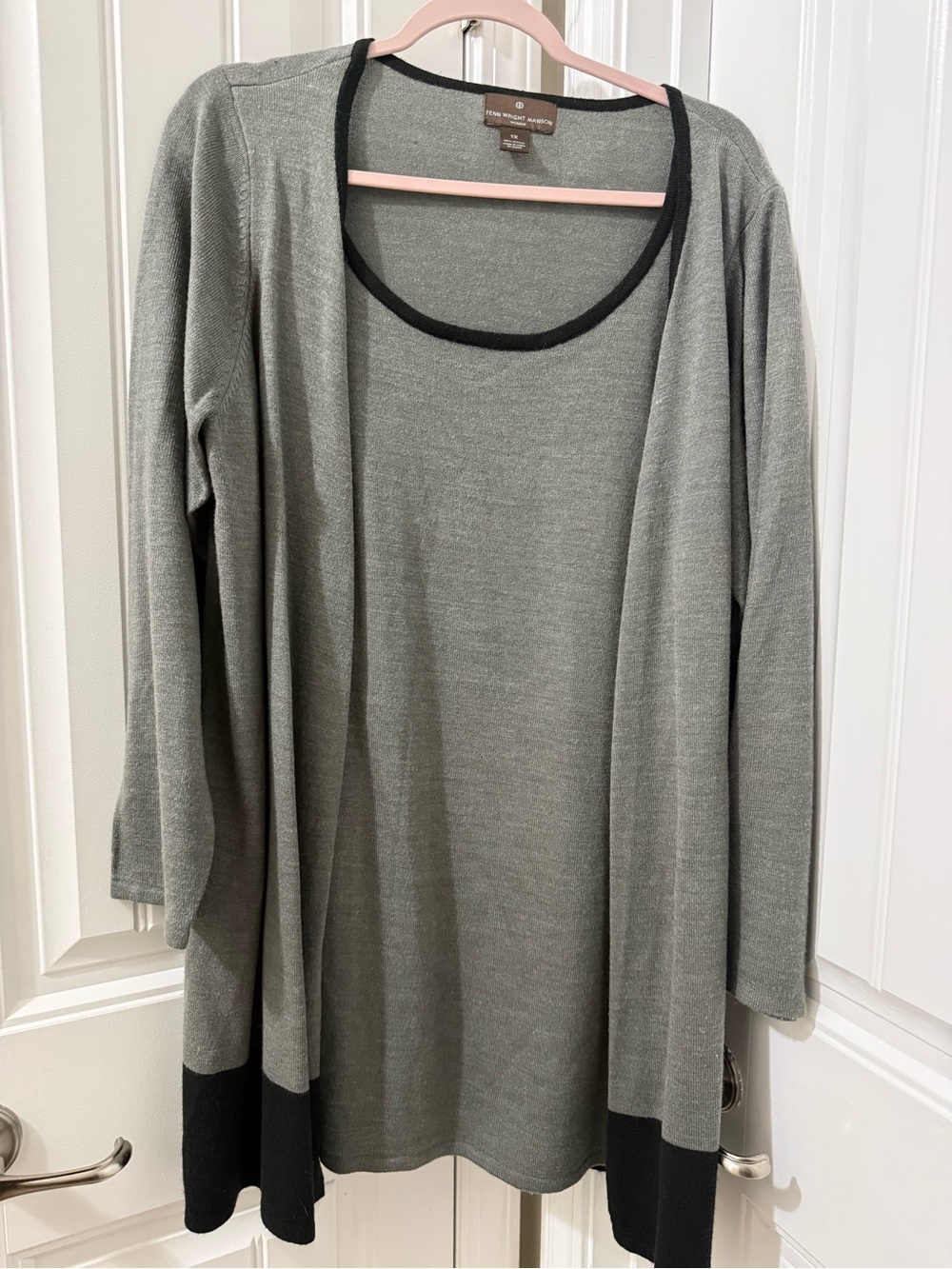 Fenn Wright Manson Gray Open Cardigan with Black Trim